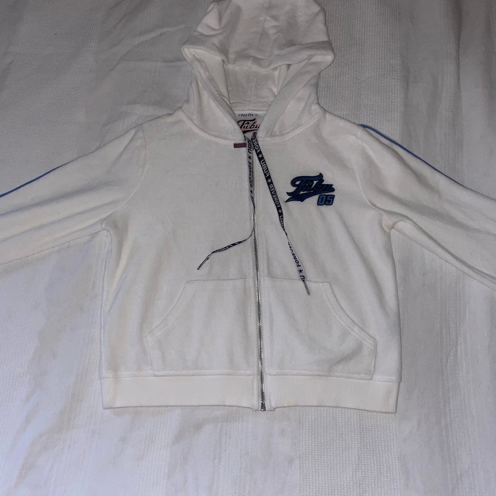 FUBU White and Blue Women's Sweater